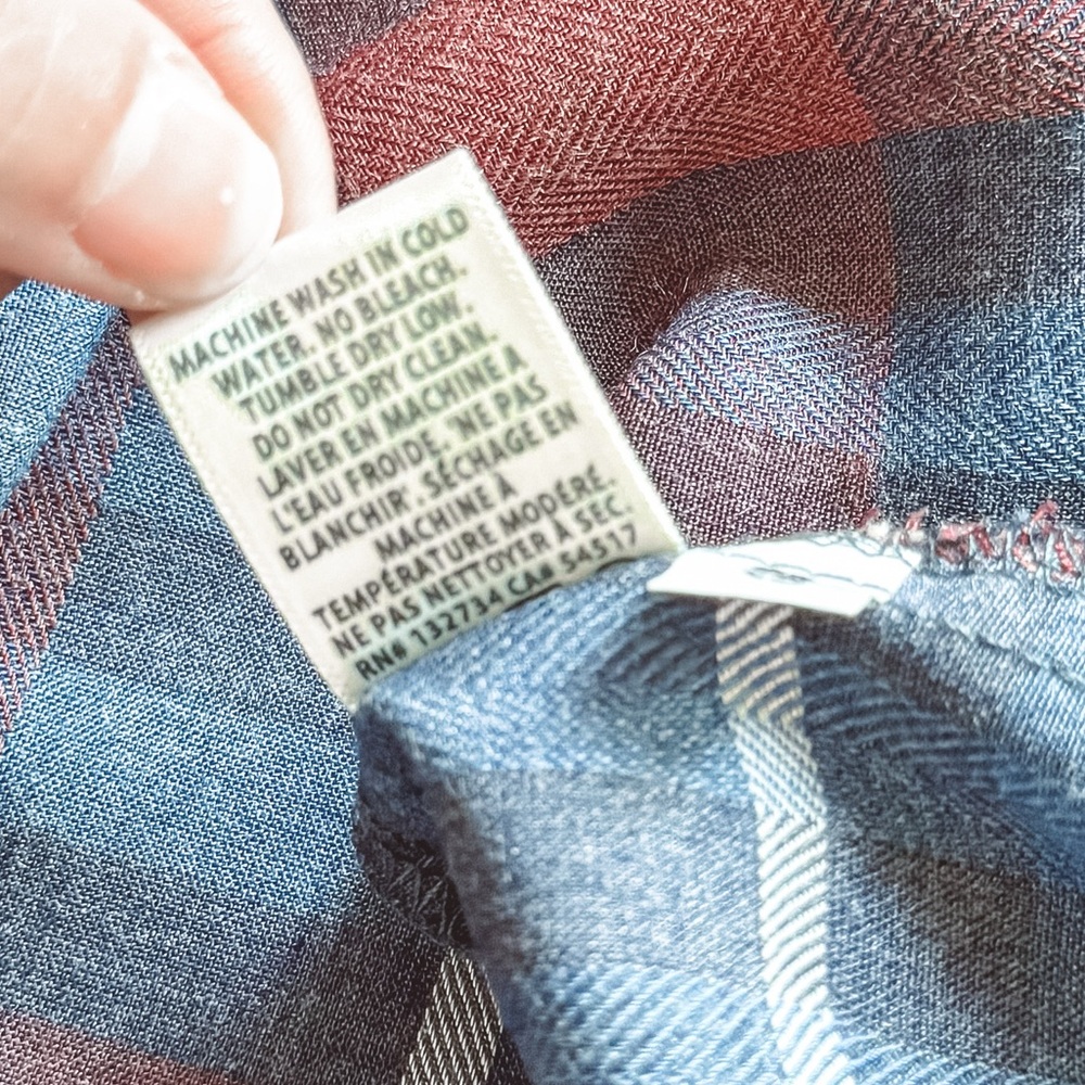 Revolve‎ Bella Dahl Plaid Flannel Winter Chic Shirt Dress Fray Red Blue Small - Picture 10 of 10